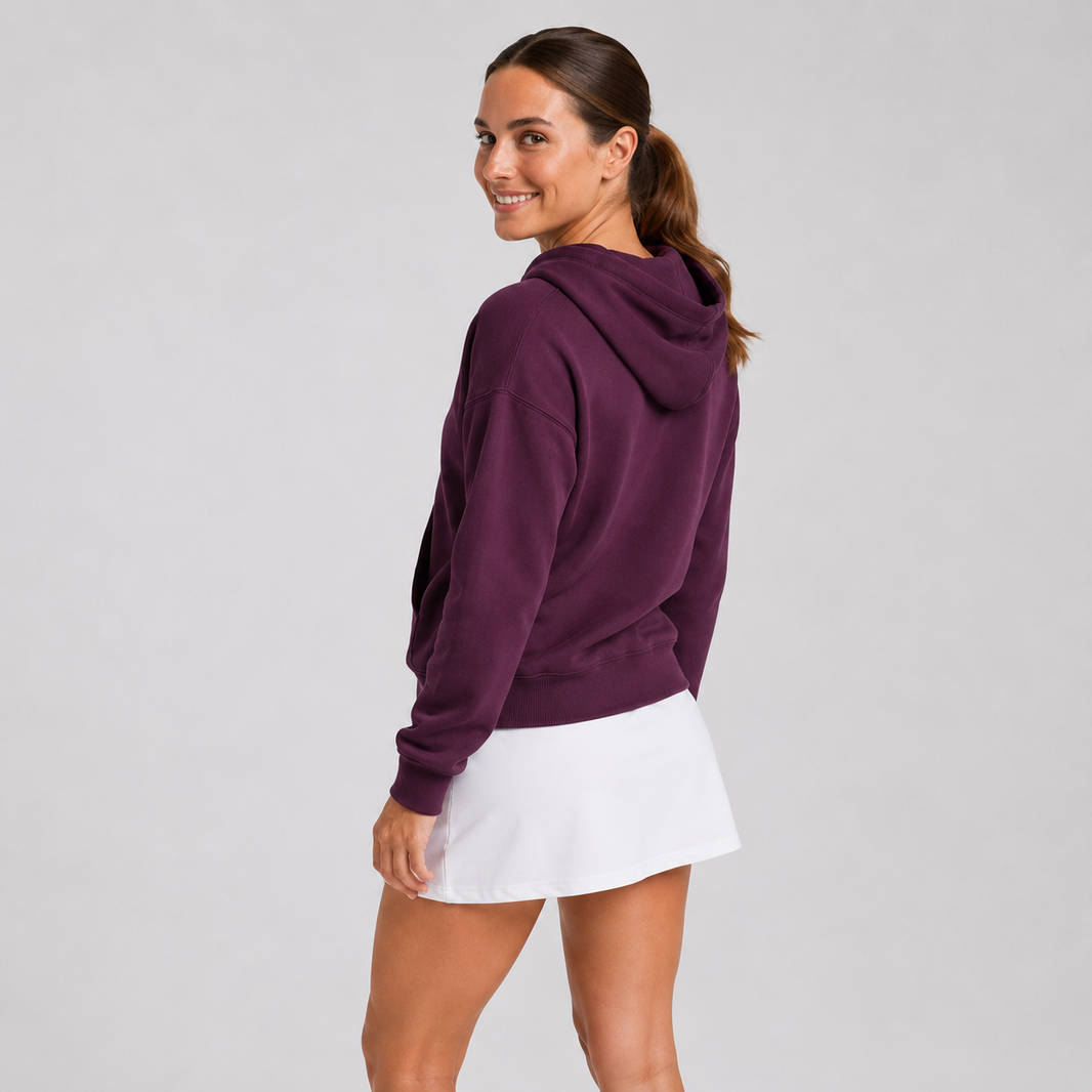 Women's Zip Cropped Hoodie - Mulberry