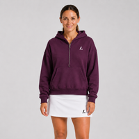 Women's Zip Cropped Hoodie - Mulberry