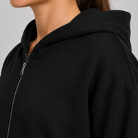 Women's Zip Cropped Hoodie - Black