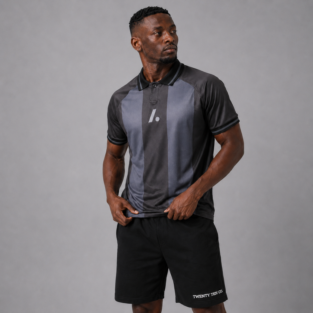 Heritage Match Polo Shirt - Black/Grey