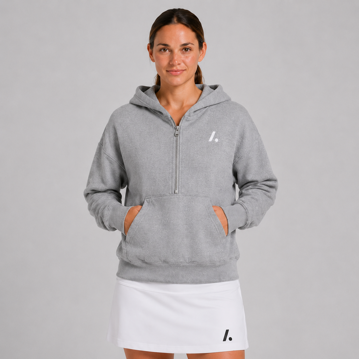 Women's Zip Cropped Hoodie - Grey