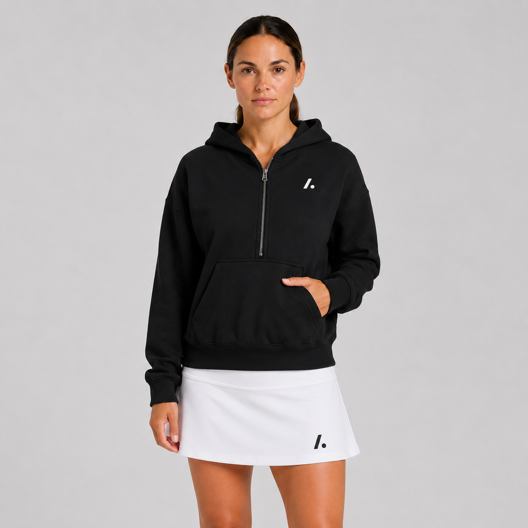Women's Zip Cropped Hoodie - Black