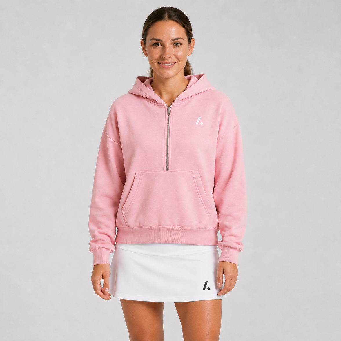 Women's Zip Cropped Hoodie - Pink