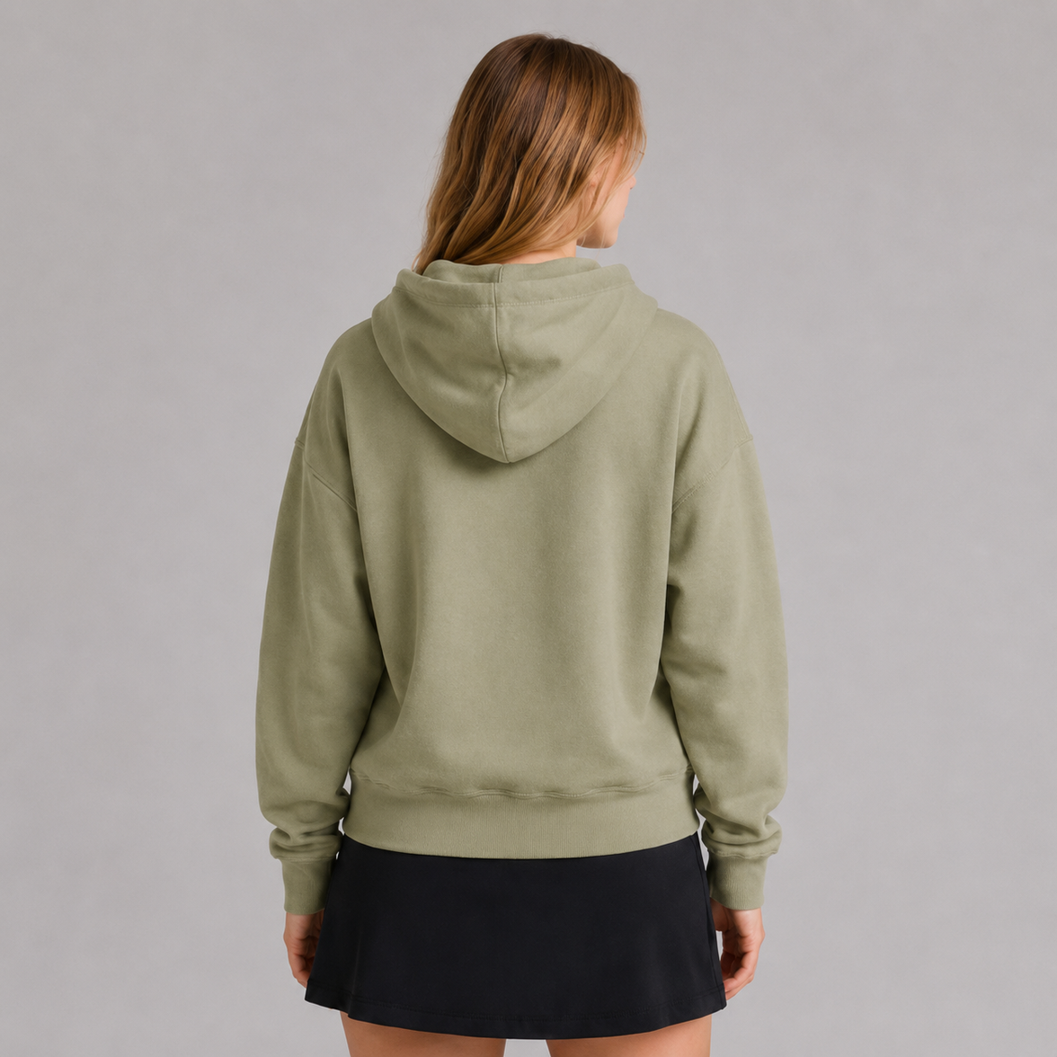 Women's Zip Cropped Hoodie - Sage Green