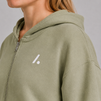 Women's Zip Cropped Hoodie - Sage Green