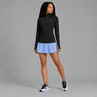 Twenty Ten Co. athletic skort in sky blue with built-in shorts and a side pocket. Features a flattering flowy skirt and elastic waistband.