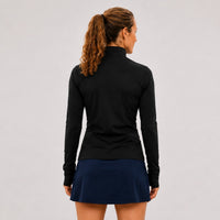 TwentyTenCollective black athletic full-zip jacket with mock neck and thumbholes
