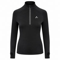 TwentyTenCollective black long-sleeve athletic top with quarter-zip, thumbholes, and moisture-wicking fabric.