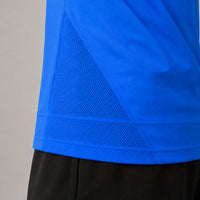 TwentyTenCollective sapphire blue athletic shirt with mesh side panels and raglan sleeves for maximum movement.